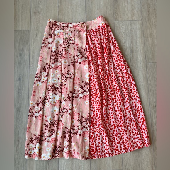 Mother of Pearl Sweet Meadow Kenzie Silk Midi Wrap Skirt pink floral Size 6 GUC - Picture 4 of 15